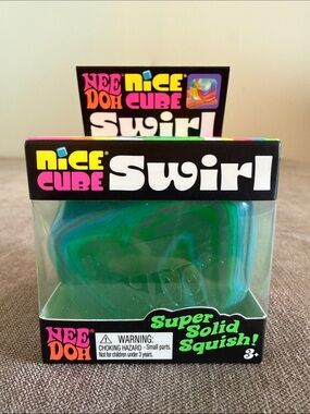 Needoh Nice Cube Swirl Super Solid Squish! - Green, Blue, Purple Swirl